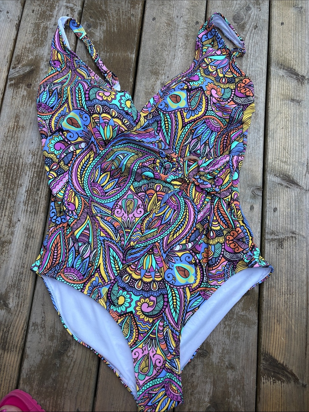 NWOT Alfred sung Multicolor Paisley One-Piece Swimsuit size 16